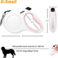 Retractable Dog Leash with Dispenser and Poop Bags, 10 Ft Pet Walking Leash for X-Small Dog or Cat up to 18 Lbs, Anti-Slip Handle, Tangle Free, Reflective Nylon Tape (XS, White)