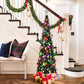 Pop up Christmas Tree with Lights & 30 Balls, 5Ft Collapsible Black Tinsel Christmas Tree Decorations, Pencil Christmas Tree Skinny Christmas Tree for Holiday Xmas Home Office Decor