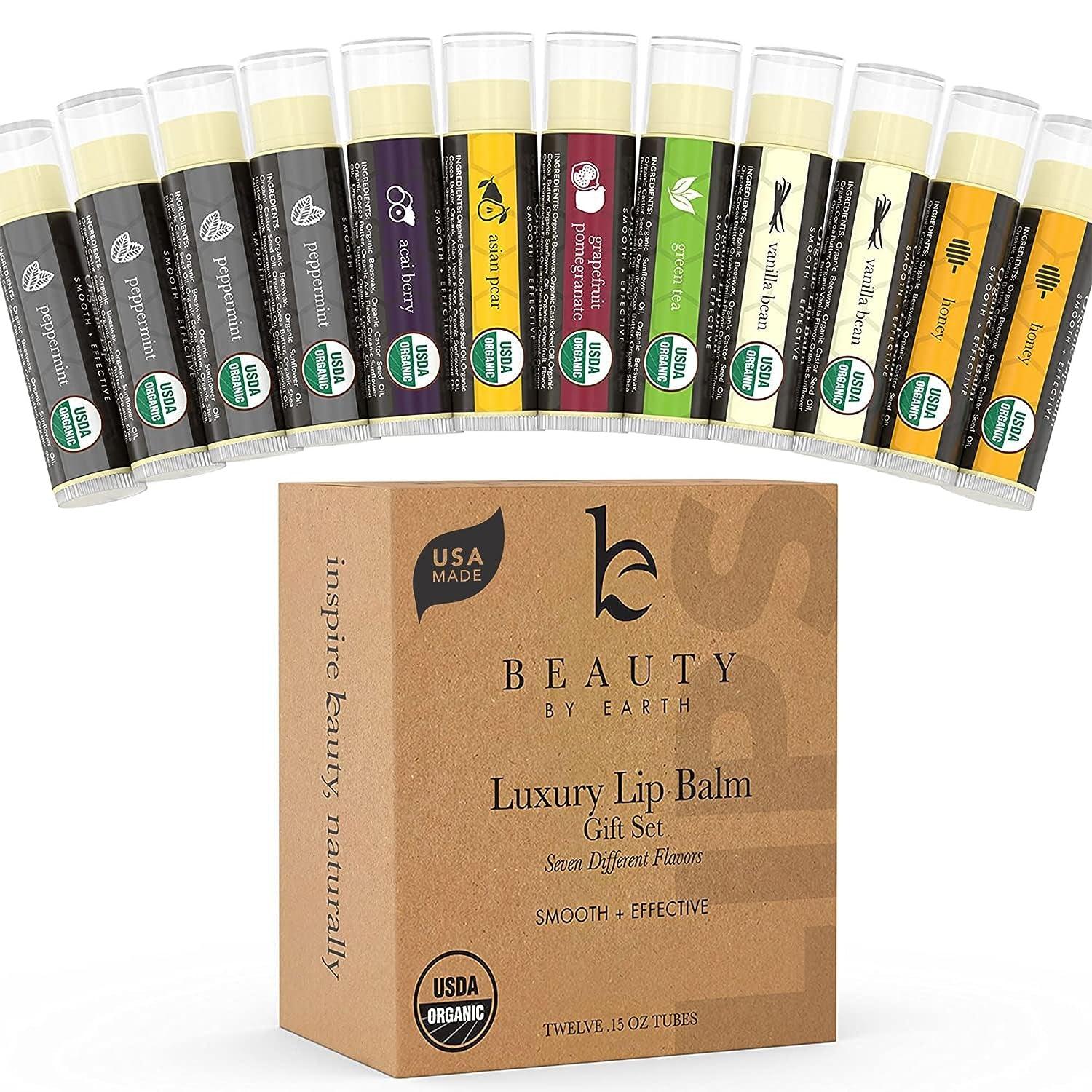 Natural Lip Balm Chapstick Pack - 12 Chap Stick Organic Lip Balm Set for Lip Healing and Repair - Natural Chapstick Hydrating Lip Balm for Dry Cracked Lips Flavored Lip Balm