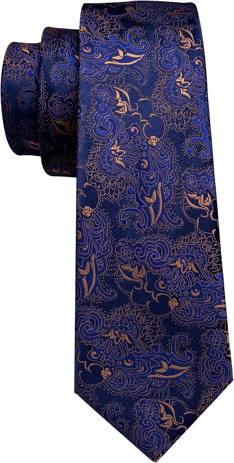 Classic Elegant Floral Men Ties Paisley Formal Woven Silk Necktie Set Pocket Suqare Cufflinks