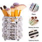 Crystal Makeup Brush Holder Organizer, Handcrafted Cosmetics Brushes Cup Storage Solution (Silver)