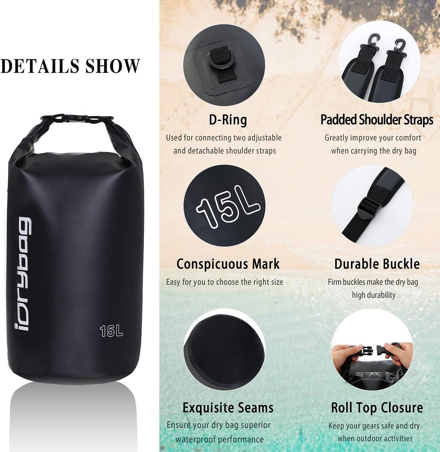 Dry Bags for Kayaking Waterproof 2L/5L/10L/15L/20L, Small Dry Bag Waterproof Floating, Dry Sack Waterproof Bag for Paddleboarding Travel