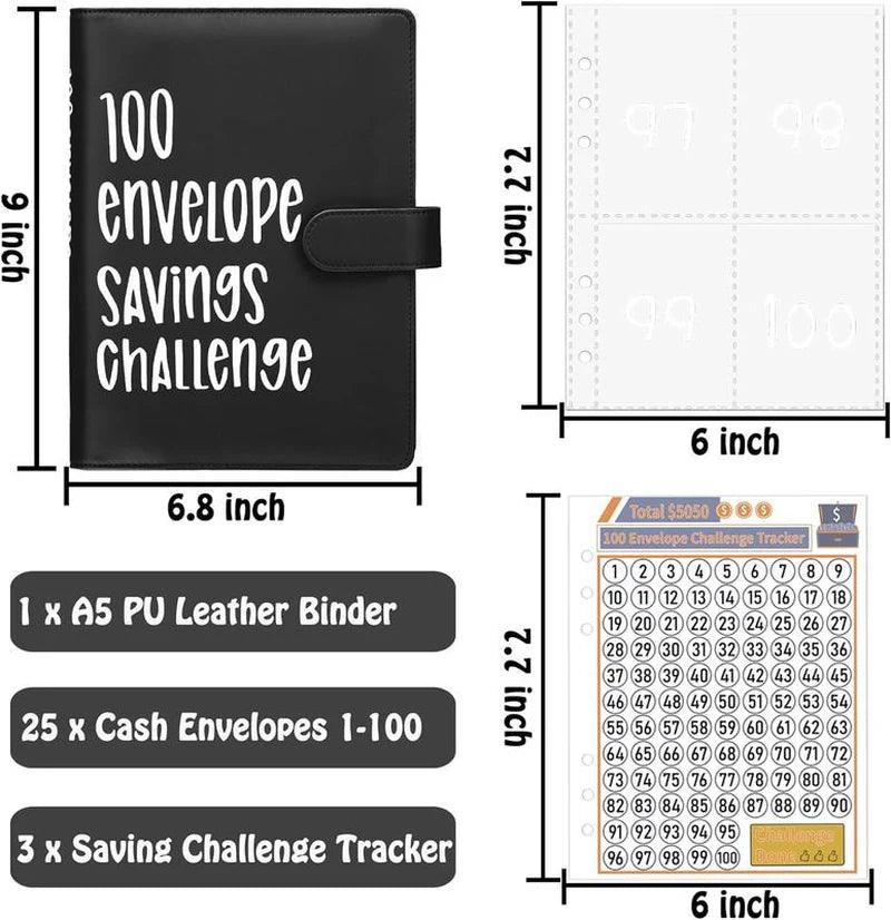 2024 Upgrade 100 Envelopes Saving Challenge Budget Binder, Money Saving Challenge Book, Desk Office Accessories, Saving Challenge Notebook, Waterproof Wallet, Storage Bag,Saving Tips,Desk Office Accessories, Budget Plan, Couple Gift