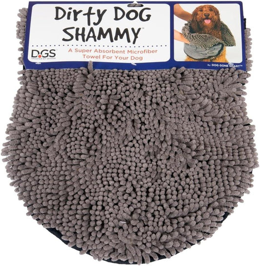 Shammy Dog Towels for Drying Dogs - Heavy Duty Soft Microfiber Bath Towel - Super Absorbent, Quick Drying, & Machine Washable - Must Have Dog & Cat Bathing Supplies | Grey 13X31