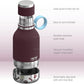 Dog Bowl Attached to Stainless Steel Insulated Travel Bottle for Human 33 Ounce (Burgundy)