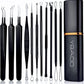 Pimple Popper Tool Kit 11 Pcs,  Blackhead Remover Pimple Extractor Tools with Metal Case for Quick and Easy Removal of Blackheads,Pimples,Whiteheads,Zit Popper,Forehead,Facial and Nose (Black)