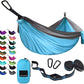 Camping Hammock - Portable Hammock Single Hammock Camping Accessories Gear for Outdoor Indoor Adult Kids, USA Based Brand (Light Blue & Grey)