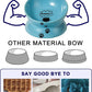 Elevated Cat Food Bowl, Ceramic Raised Cat Bowl, Tilt Angle Protect Cat'S Spine, anti Vomiting Cat Dish, Backflow Prevention, Lake Blue