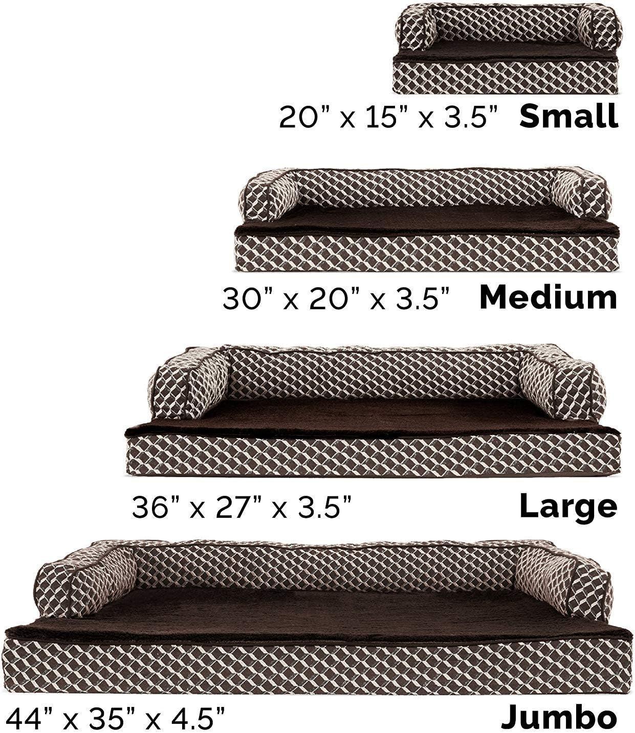 Orthopedic Dog Bed for Large Dogs W/ Removable Bolsters & Washable Cover, for Dogs up to 95 Lbs - Plush & Woven Decor Comfy Couch Sofa - Diamond Brown, Jumbo/Xl