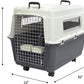 Plastic Kennels Rolling Plastic Wire Door Travel Dog Crate- Large Kennel, Gray