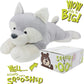 | Sqoosh2Poof Giant, Cuddly, Ultra Soft Plush Stuffed Animal with Bonus Interactive Surprise - 44" Husky