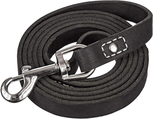 Leather Dog Training Leash - Black 6 Ft Long X 3/4" Wide Dog Walking Leash Best for Medium Large Dogs, Latigo Leather Dog Lead & Puppy Trainer Leash