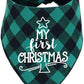 First Christmas Dog Bandana,Buffalo Plaid Dog Scarf for Small Medium Large Dogs