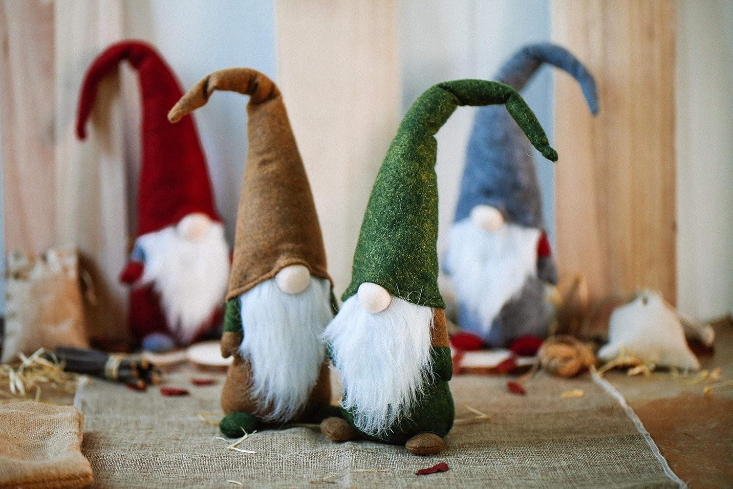 Swedish Gnome - Christmas Tomte Decoration - Scandinavian Elf - Plush Birthday Present - Home Ornaments Table Decor - 16Inches Green