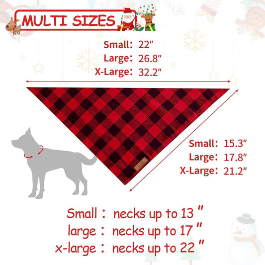 2 Pack Dog Bandanas Christmas Classic Buffalo Red Plaid Pet Scarf Triangle Bibs Kerchief Pet Costume Outfit Accessories for Small Large and Large Dogs Pets (Red + Red Plaid, Small)