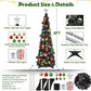 Pop up Christmas Tree with Lights & 30 Balls, 5Ft Collapsible Black Tinsel Christmas Tree Decorations, Pencil Christmas Tree Skinny Christmas Tree for Holiday Xmas Home Office Decor