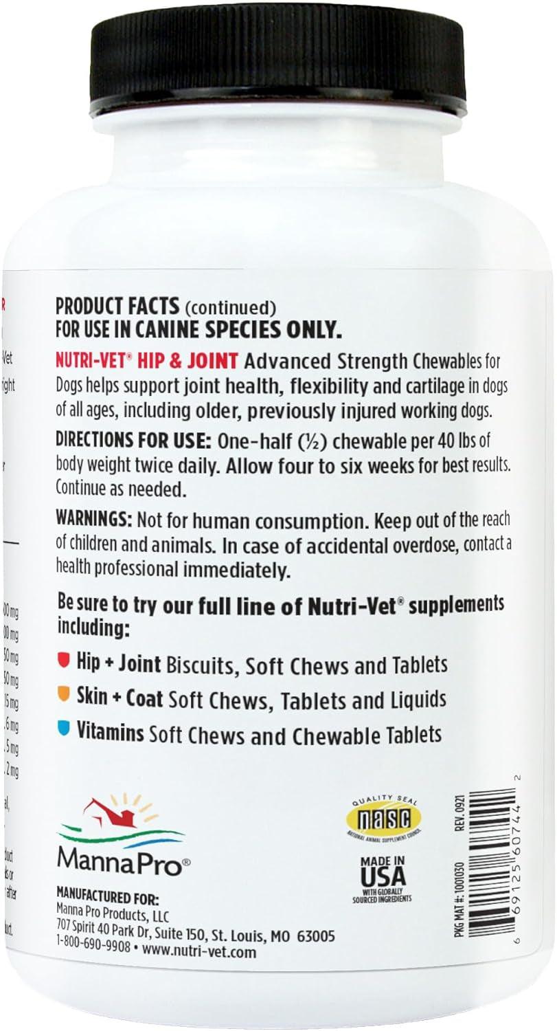 Advanced Strength Hip & Joint Chewable Dog Supplements - Formulated with Glucosamine & Chondroitin to Support Dog Cartilage & Mobility - 300 Tablets