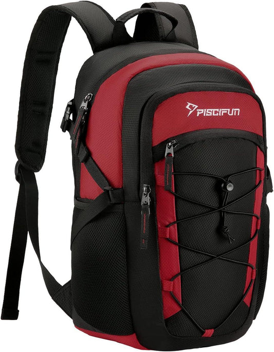 Insulated Cooler Backpack, Leakproof Lightweight Cooler Bag, Soft Backpack Cooler for Men and Women Bag Cooler for Lunch, Picnic, Fishing, Hiking, Camping,Park, Day Trip Black & Red